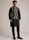 Black Cotton Silk Embroidered Jacket Kurta Set