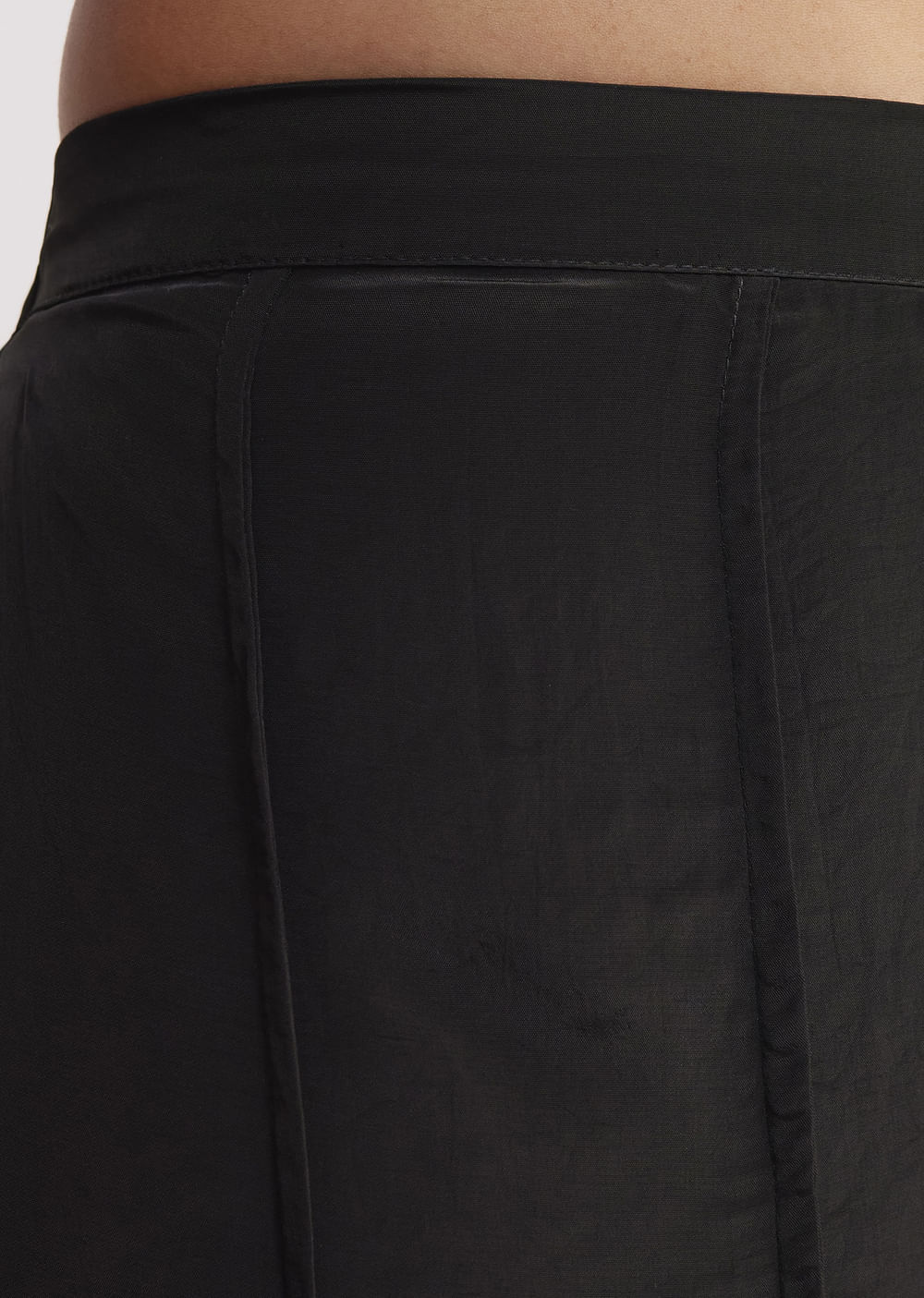 Black Crop Top With Flared Satin Palazzo
