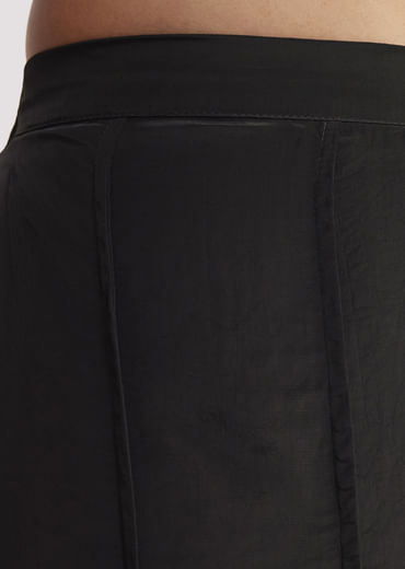 Black Crop Top With Flared Satin Palazzo