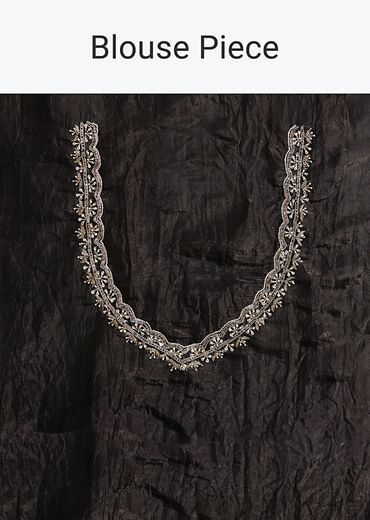 Black Crushed Tissue Saree With Sequin And Cutdana Embroidered Border