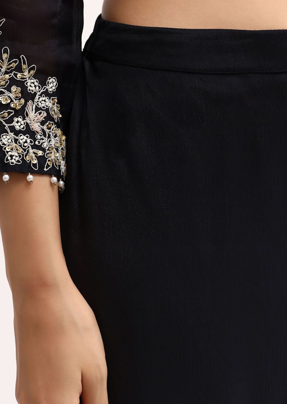 Black Embroidered Georgette Kurta Pant