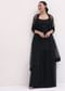 Black Embroidered Net Kurta Palazzo Set