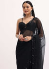 Black Embroidered Organza Saree With Unstitched Blouse
