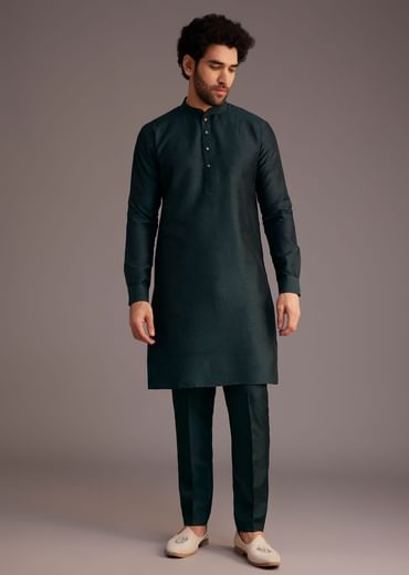 Black Floral Embroidered Jacket Kurta Set