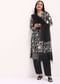 Black Floral Printed Chanderi Kurta Set With Bandhani Dupatta