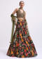 Black Floral Printed Silk Lehenga Choli Set