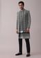 Black Four Piece Sherwani Set With Threadwork And Sequins Embroidery