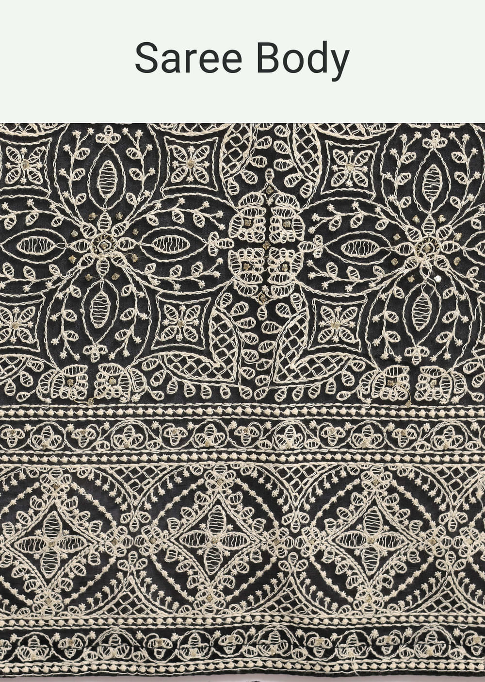 Black Georgette Chikankari Embroidered Saree With Unstitched Blouse