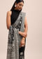 Black Georgette Chikankari Saree With Jaal Work And Unstitched Blouse