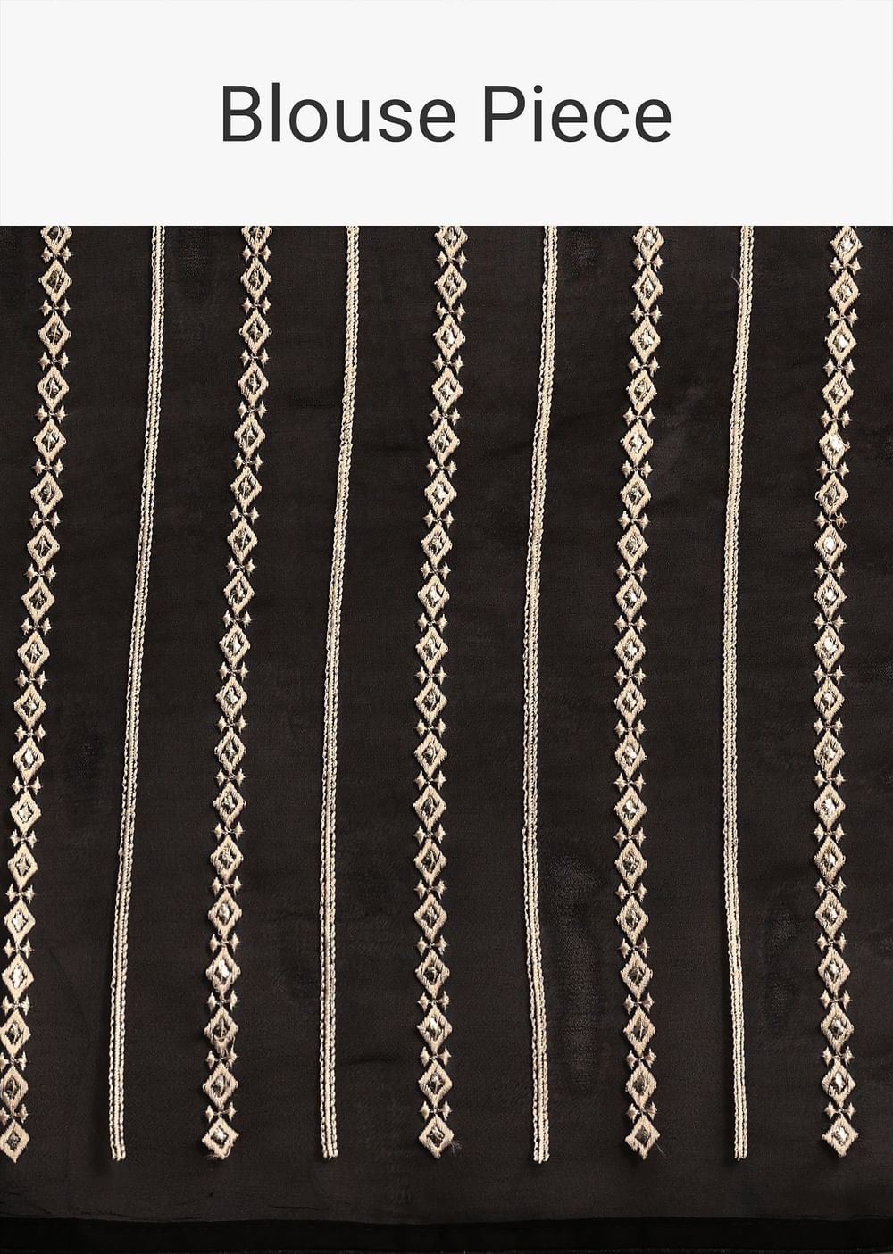 Black Georgette Parsi Gara Saree With Unstitched Blouse