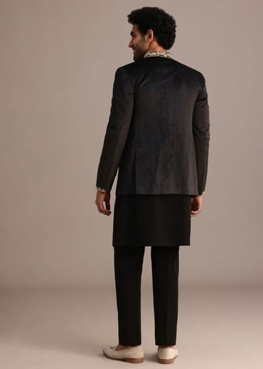 Black Handwork Jodhpuri Kurta Set with Dupatta