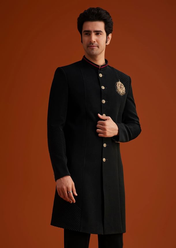 Black Indo Western Sherwani Set