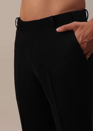 Black Indowestern In Suiting Fabric With Cut Dana Embroidery