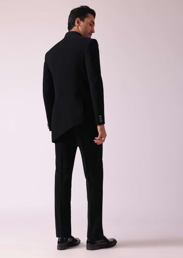 Black Fusion Jodhpuri Suit With Intricate Embroidery