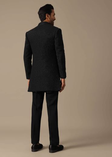 Black Indowestern Set For Grooms