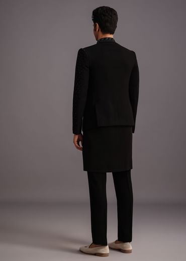 Black Jodhpuri Kurta Set With Handwork
