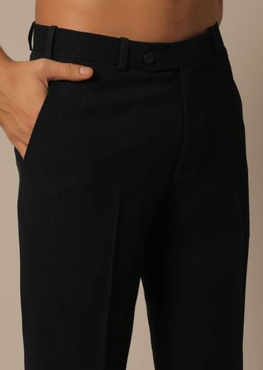 Black Jodhpuri Set With Front Button Detail