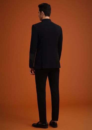 Black Jodhpuri Set With Zardozi Work