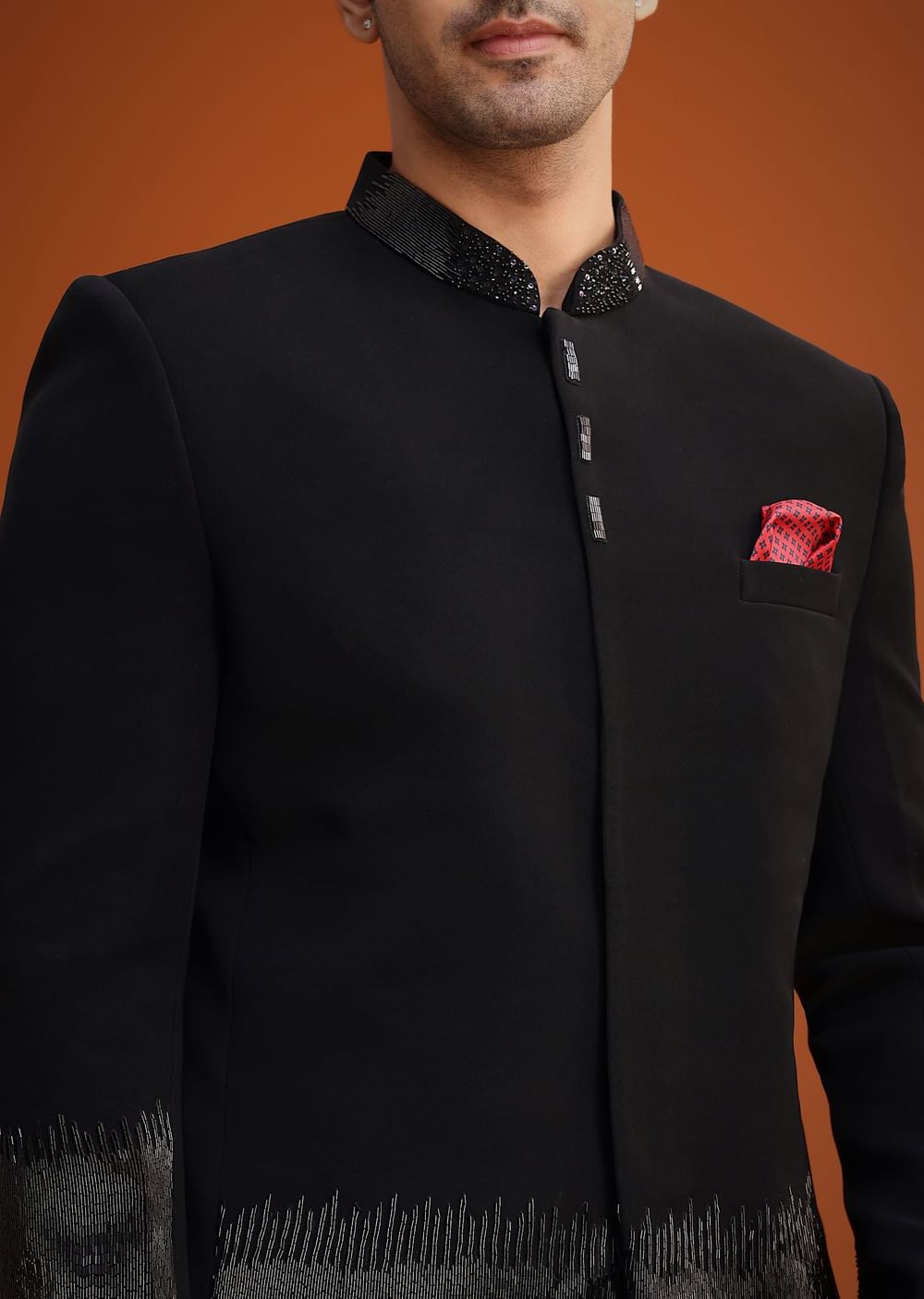 Black Jodhpuri Set With Zardozi Work