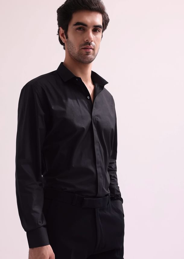 Black Lapel Tuxedo In Suiting With Shirt And Pants