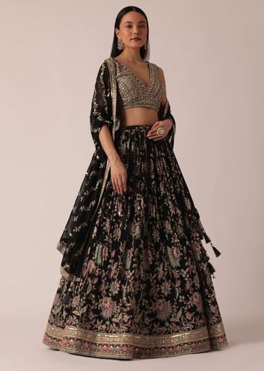 Black Lehenga Set With Sequin Work