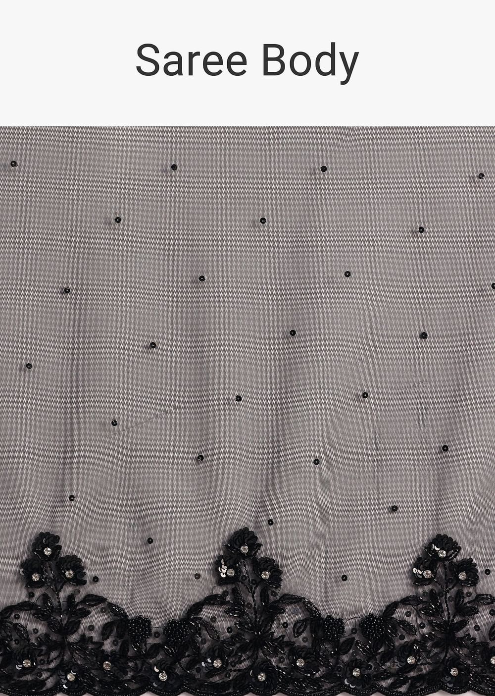Black Net Embroidered Saree With Cutdana And Sequin Work