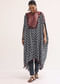 Black Printed Crepe Kaftan Kurta Set