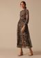 Black Printed Flared Kurta With Belt
