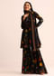 Black Printed Georgette Kurta Sharara With Dupatta