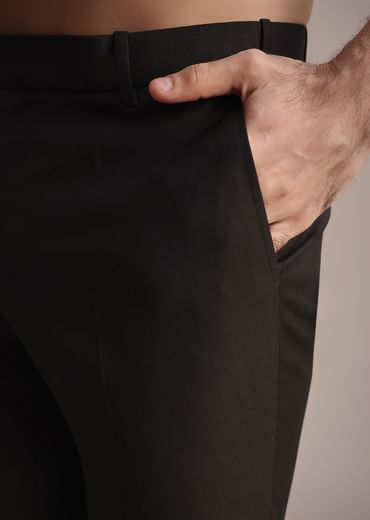 Black Rayon Angrakha Jodhpuri Suit