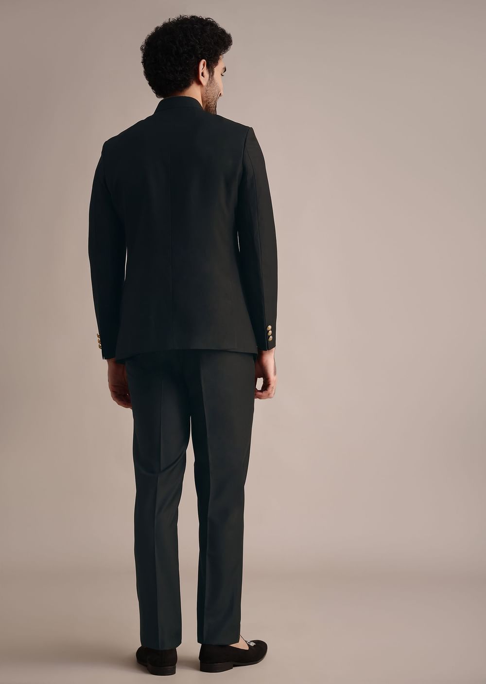 Black Rayon Jodhpuri Suit With Embroidered Collar