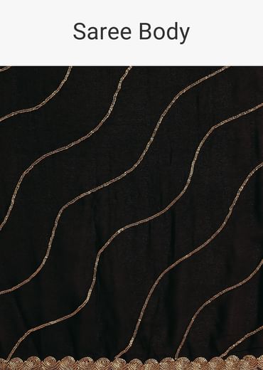 Black Saree In Chinnon With Cutdana Work