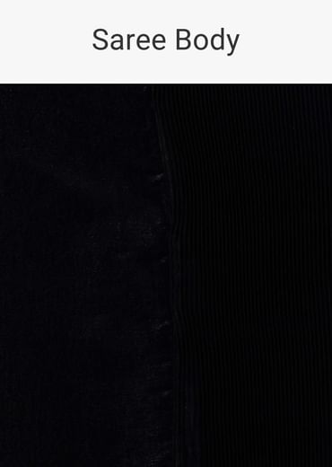 Black Satin Polyester Crush Saree With Mesh Blouse