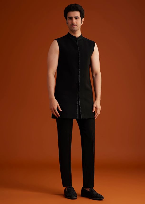 Black Sequin Embroidered Indo Western Set