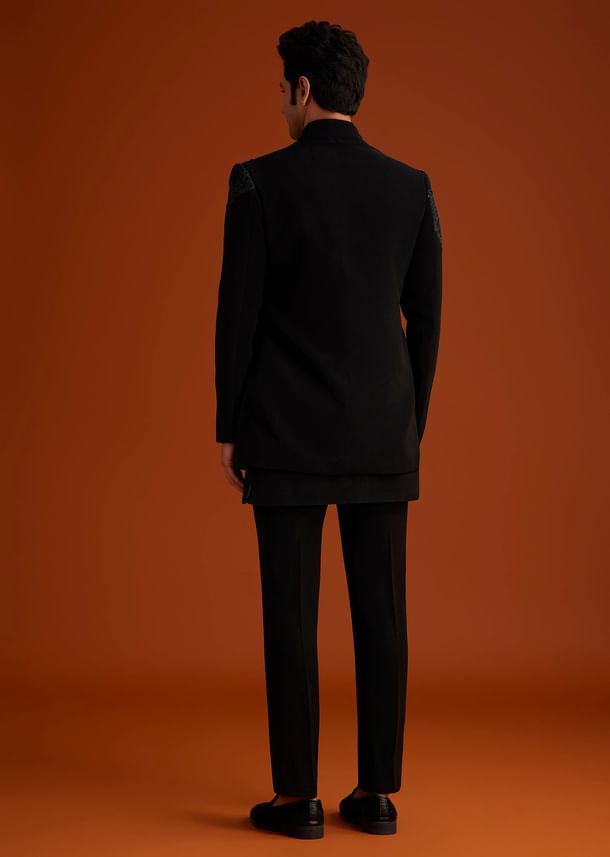 Black Sequin Embroidered Indo Western Set