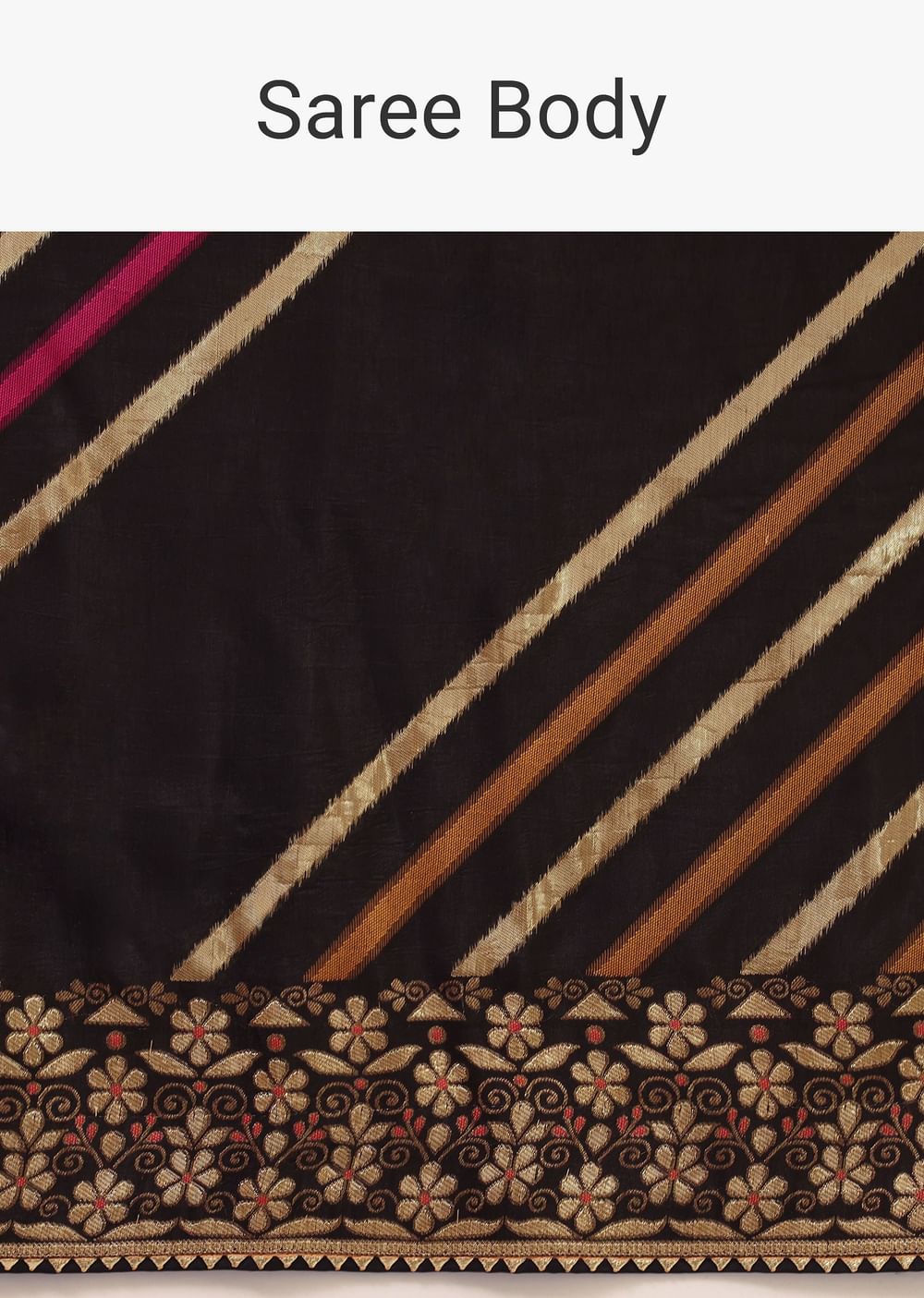 Black Silk Saree In Butta Work With Unstitched Blouse