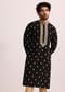 Black Tussar Silk Kurta Set With Thread Work