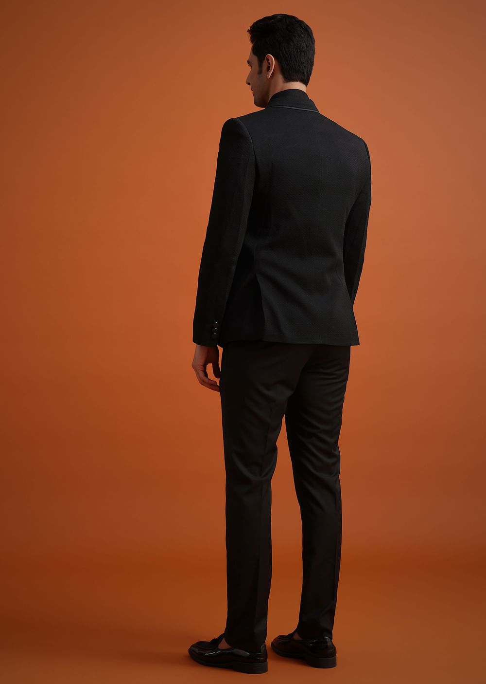 Black Tuxedo And Shirt Set With Pocket Square