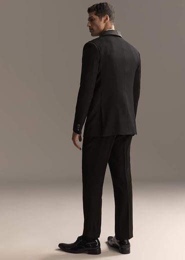 Black Tuxedo For Men With Rich Hand Embroidery