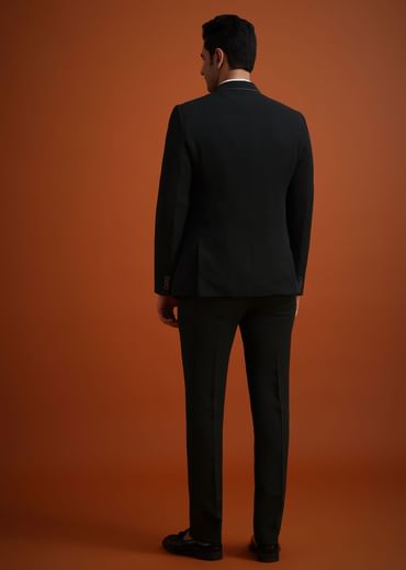 Black Tuxedo Set With Pocket Square