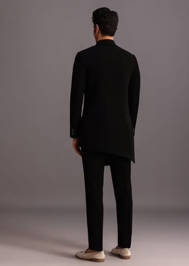 Black Zardosi Embroidered Indowestern Trouser Suit