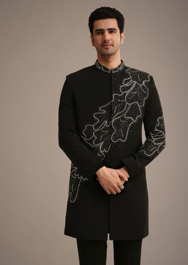 Black Zardozi Embroidered Indowestern Set