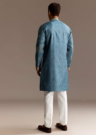 Blue Art Silk Kurta Set