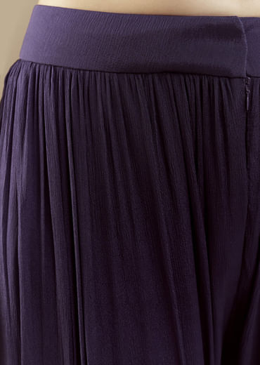 Blue Chinon Silk Sharara Set with Sequin Work