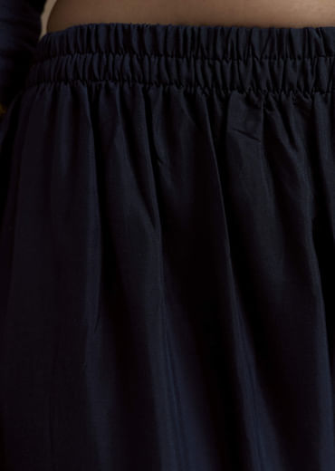 Blue Cotton Foil Mirror Kurta Set with Kalamkari Dupatta