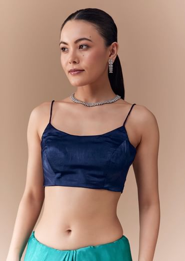 Blue Dual Shaded Embellished Saree with Blouse Fabric