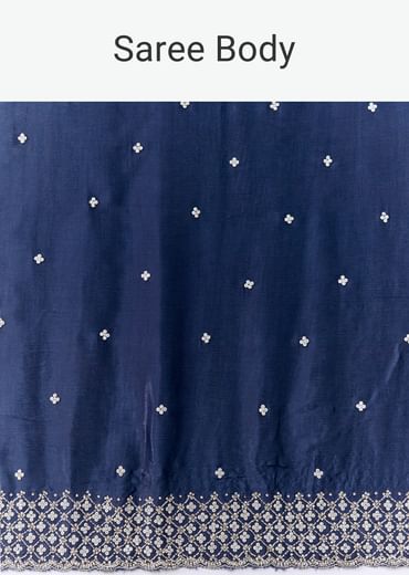 Blue Dual Shaded Embellished Saree with Blouse Fabric