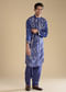 Blue Handwoven Jacquard Silk Mens Kurta and Pant Set