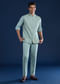 Blue Mens Cutdana Work Jacket Kurta and Pant Set