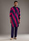 Blue Modal Kurta Set For Men With Hand Dyed Leheriya Print